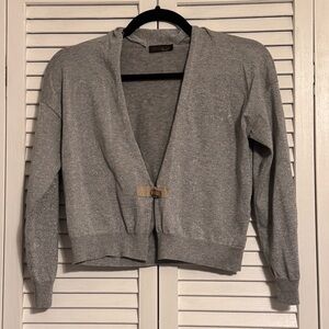 Peserico Tricot Silver Sparkle Open-Front Cardigan – Made in Italy (Size 44)